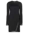 TOM FORD Leather-trimmed wool-blend dress