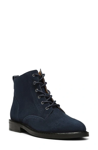 Shop Nydj Eileen Lace-up Bootie In Navy