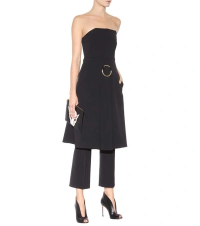 Shop Stella Mccartney Embellished Wool Crepe Dress In Black