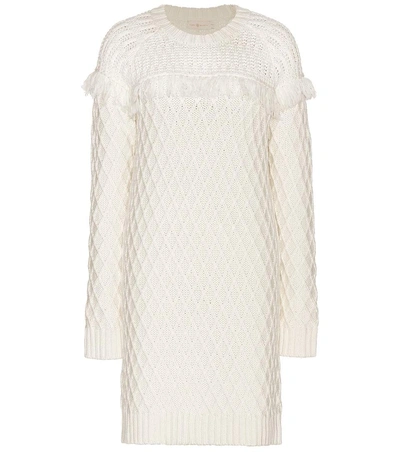 Tory Burch Knitted Sweater Dress In Eew Ivory