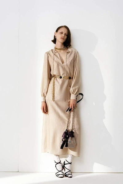 Shop Alessandra Rich Silk Dress In Neutrals