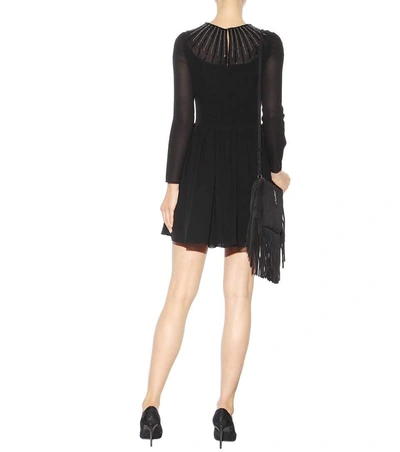 Shop Saint Laurent Embellished Silk Minidress In Black