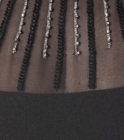 Shop Saint Laurent Embellished Silk Minidress In Black