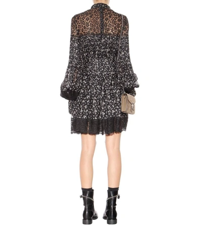 Shop Alexander Mcqueen Printed Silk Dress In Black