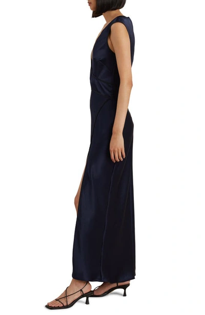 Shop Bec & Bridge Kimberly Cap Sleeve Satin Maxi Dress In Ink