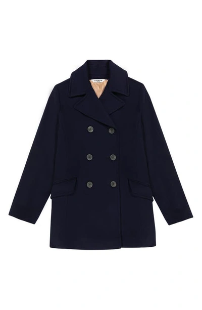Shop Fleurette Reese Double Breasted Wool Coat In Midnight