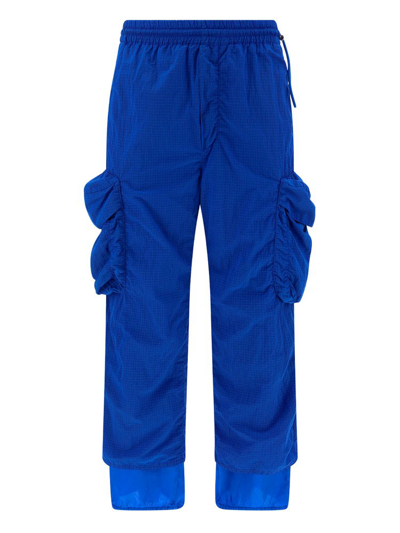 Shop Sunnei Drawstring Straight Leg Track Pants In Blue