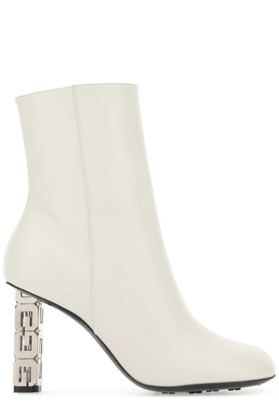 Shop Givenchy 4g Heel Zipped Ankle Boots In White