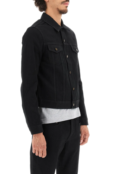 Shop Saint Laurent Short Cotton Denim Jacket In Black