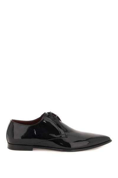 Shop Dolce & Gabbana Patent Leather Derby Shoes In Black