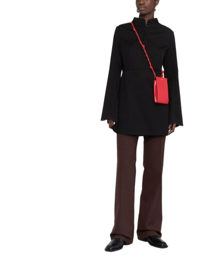 Shop Jil Sander Women's Red Leather Shoulder Bag