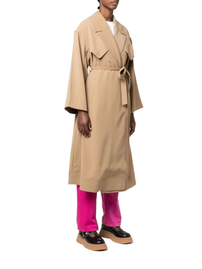 Shop Ganni Women's Beige Polyester Trench Coat