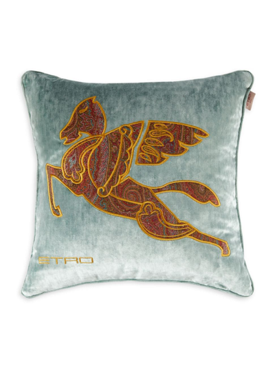 Shop Etro Sommerset Embroidered Velvet Cushion