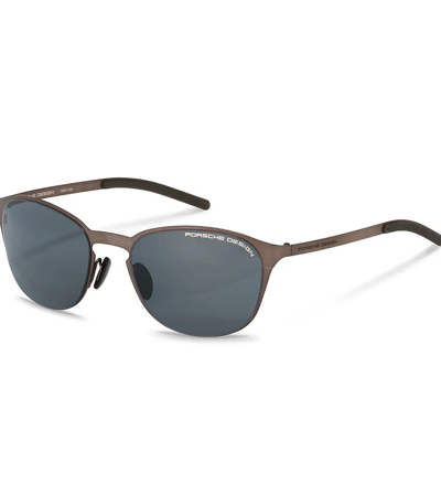 Shop Porsche Design Grey Blue Oval Unisex Sunglasses P8666 B 55 In Blue / Brown / Grey