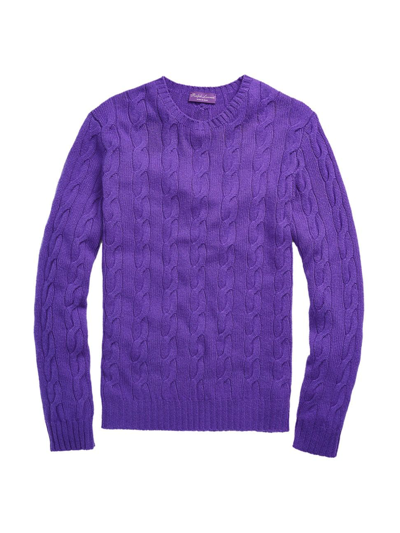 Shop Ralph Lauren Purple Label Men's Cableknit Cashmere Sweater In Purple