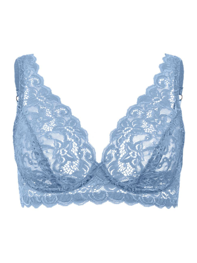 Shop Hanro Women's Luxury Moments Allover Lace Soft Cup Bra In Blue Moon
