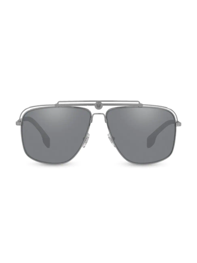 Shop Versace Men's Ve2242 61mm Rectangular Metal Sunglasses In Gunmetal
