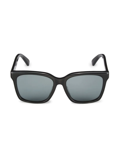 Shop Gucci Men's  Symbols 56mm Square Sunglasses In Black