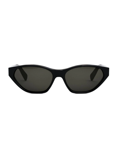 Shop Celine Women's 57mm Cat Eye Sunglasses In Shiny Black