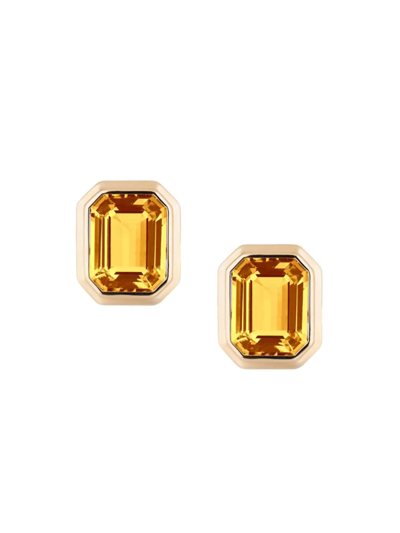 Shop Goshwara Women's Manhattan 18k Gold & Citrine Stud Earrings In Yellow