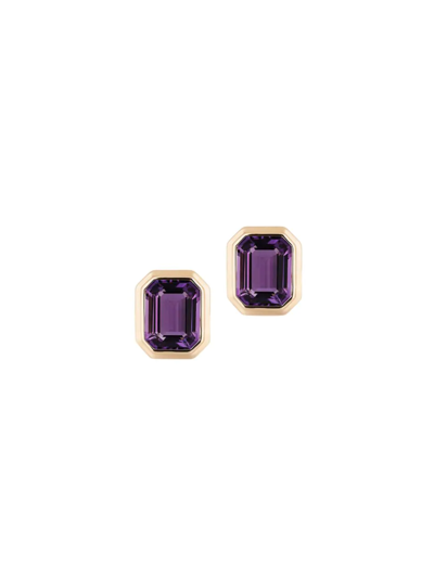 Shop Goshwara Women's Manhattan 18k Gold & Amethyst Stud Earrings In Purple