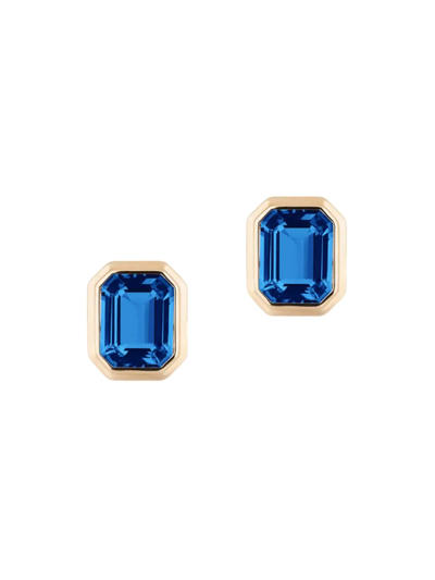 Shop Goshwara Women's Manhattan 18k Gold & Blue Topaz Stud Earrings