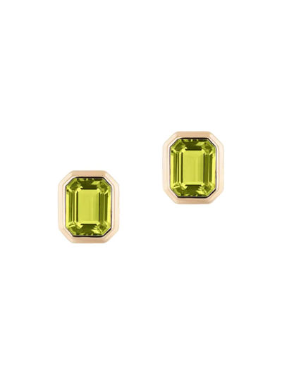 Shop Goshwara Women's Manhattan 18k Yellow Gold & Peridot Stud Earrings In Green