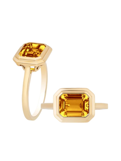 Shop Goshwara Women's Manhattan 18k Yellow Gold & Citrine Ring In Orange