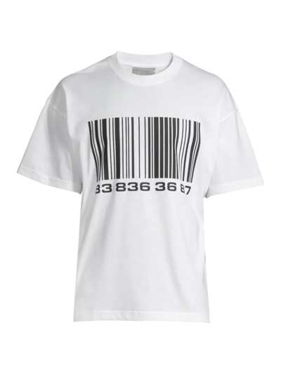 Shop Vtmnts Men's Big Barcode Short-sleeve T-shirt In White