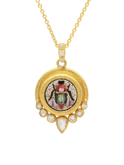 Shop Gurhan Women's Muse 24k & 22k Yellow Gold & Diamond Micro-mosaic Pendant Necklace