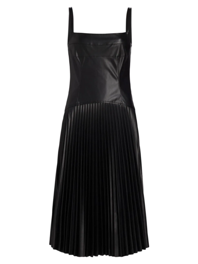 Shop Proenza Schouler White Label Women's Drop Waist Faux Leather Dress In Black