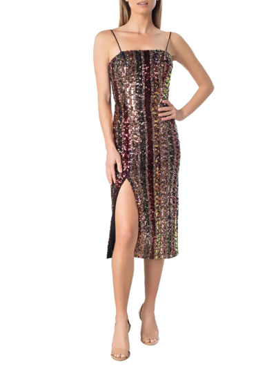 Shop Dress The Population Women's Allira Sequined Midi-dress In Bronze Multi