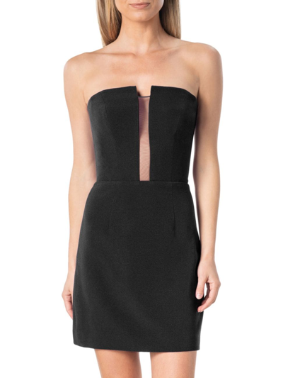 Shop Dress The Population Women's Chloe Mesh Insert Body-con Minidress In Black