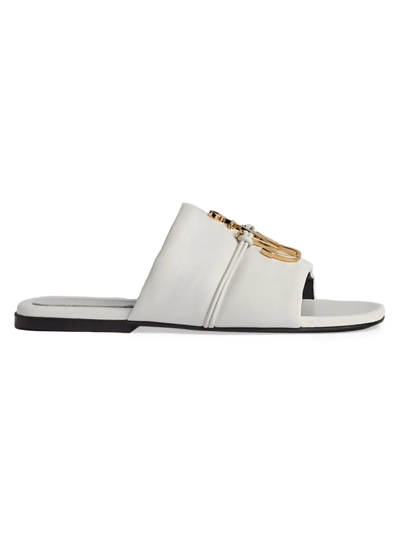 Shop Jw Anderson Women's Anchor Logo Leather Slides In White