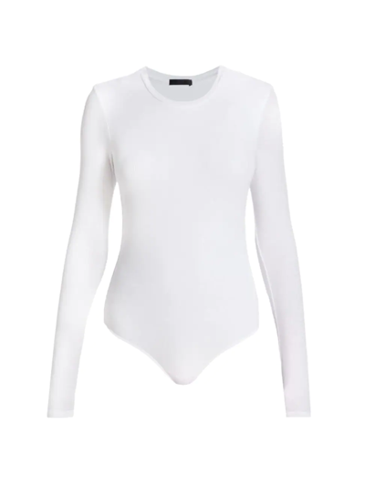 Shop Atm Anthony Thomas Melillo Women's Long Sleeved Bodysuit In White
