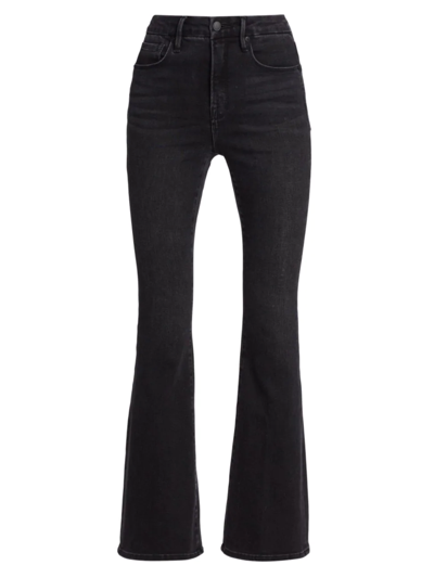 Shop Good American Women's Good Classic High-rise Stretch Boot-cut Jeans In Black
