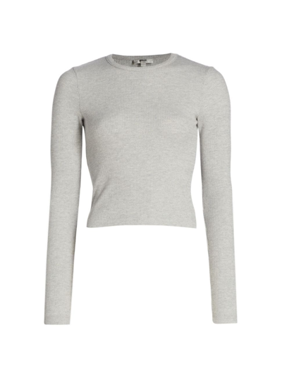 Shop Agolde Women's Alma Shrunken Crewneck Sweater In Brushed Grey Heather