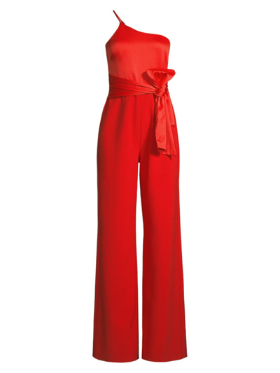 Shop Likely Women's Yara One-shoulder Bow Jumpsuit In Scarlet