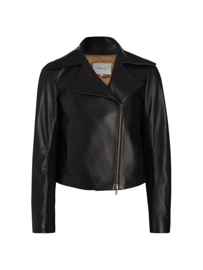 Shop Vince Women's Leather Moto Jacket In Black