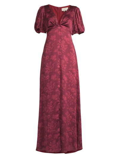 Shop Sachin & Babi Women's Alli Puff-sleeve Georgette Gown In Deep Wine Watercolor