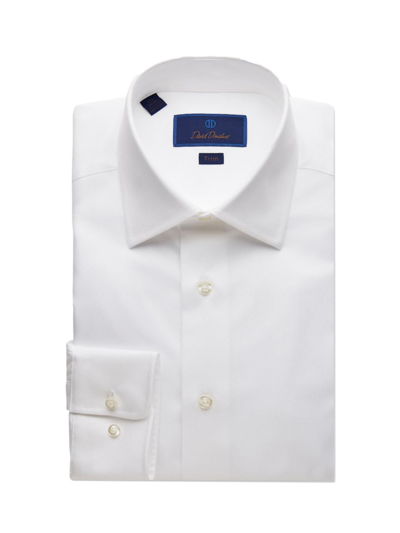 Shop David Donahue Men's Trim-fit Royal Oxford Dress Shirt In White
