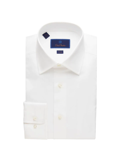Shop David Donahue Men's Trim-fit Super Fine Twill Dress Shirt In White
