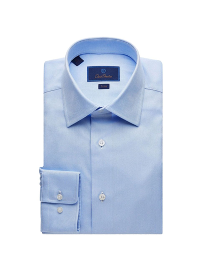 Shop David Donahue Men's Trim-fit Royal Oxford Dress Shirt In Sky