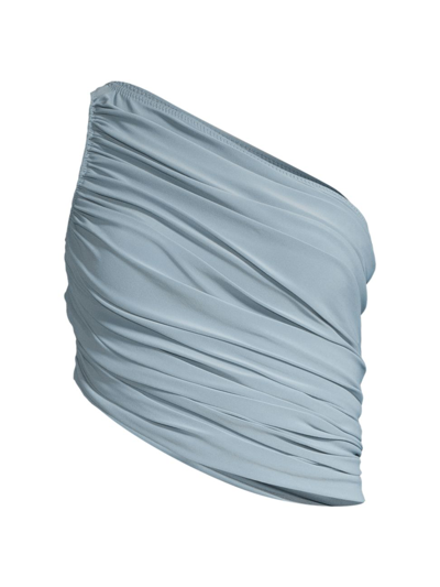 Shop Norma Kamali Women's Diana Asymmetric Bikini Top In Soft Blue