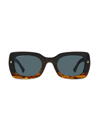 Shop Dsquared2 Men's Plastic 51mm Square Sunglasses In Brown Blue