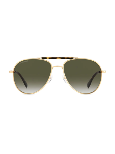 Shop Dsquared2 Men's 56mm Aviator Sunglasses In Gold Green