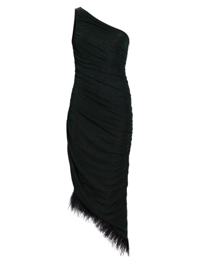 Shop Saylor Women's Hilaria Feather Rib-knit Midi-dress In Black Emerald