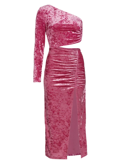 Shop Saylor Women's Niamh Asymmetric Stretch Velvet Dress In Bubblegum