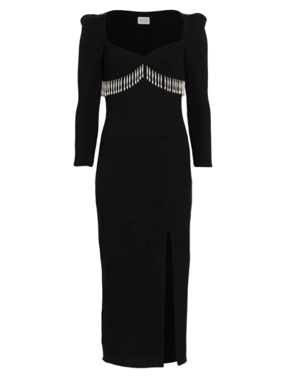 Shop Saylor Women's Alina Fringe Knit Midi-dress In Black
