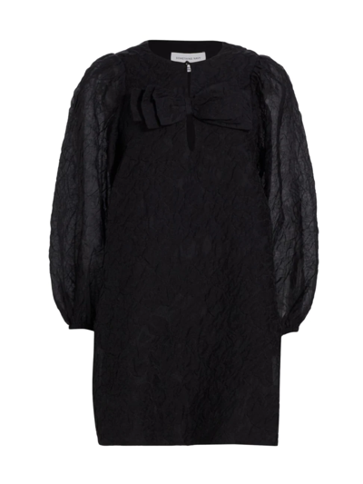 Shop Something Navy Women's Textured Organza Bow Minidress In Black